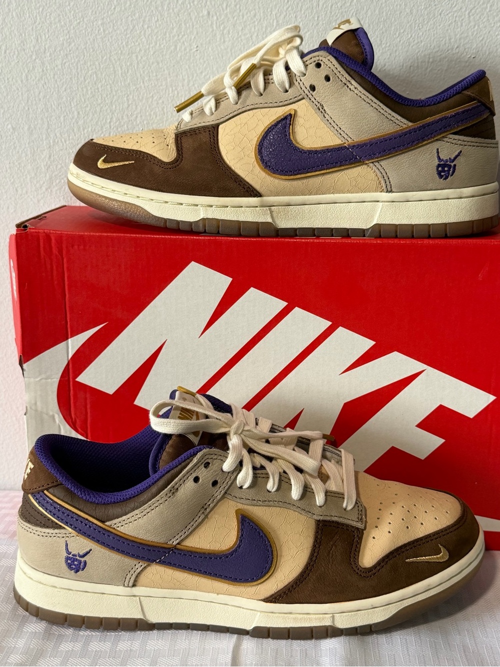 Nike Dunk Low PRM Setsubun Court Purple Khaki Skate Shoes Men's US 8